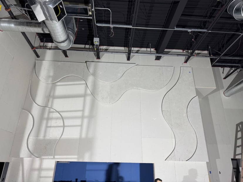 Textured Gypsum Board Finish Application Gypsum board installation with specialized textured finish and decorative surface treatment