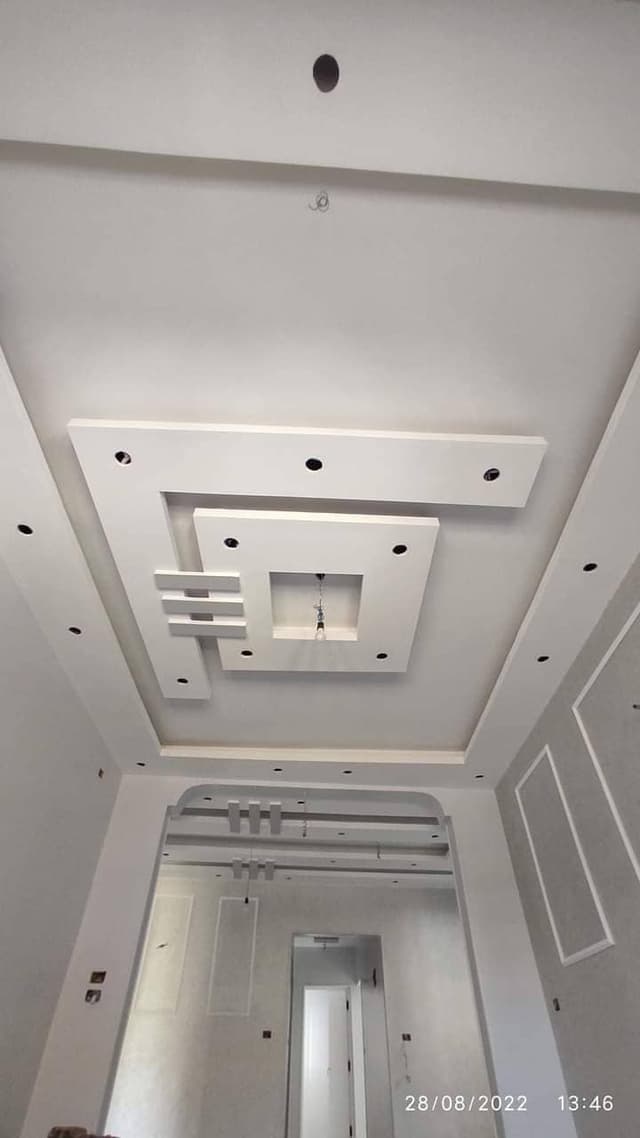 Residential Room Gypsum Board Construction Complete residential room gypsum board construction with walls and ceiling integration