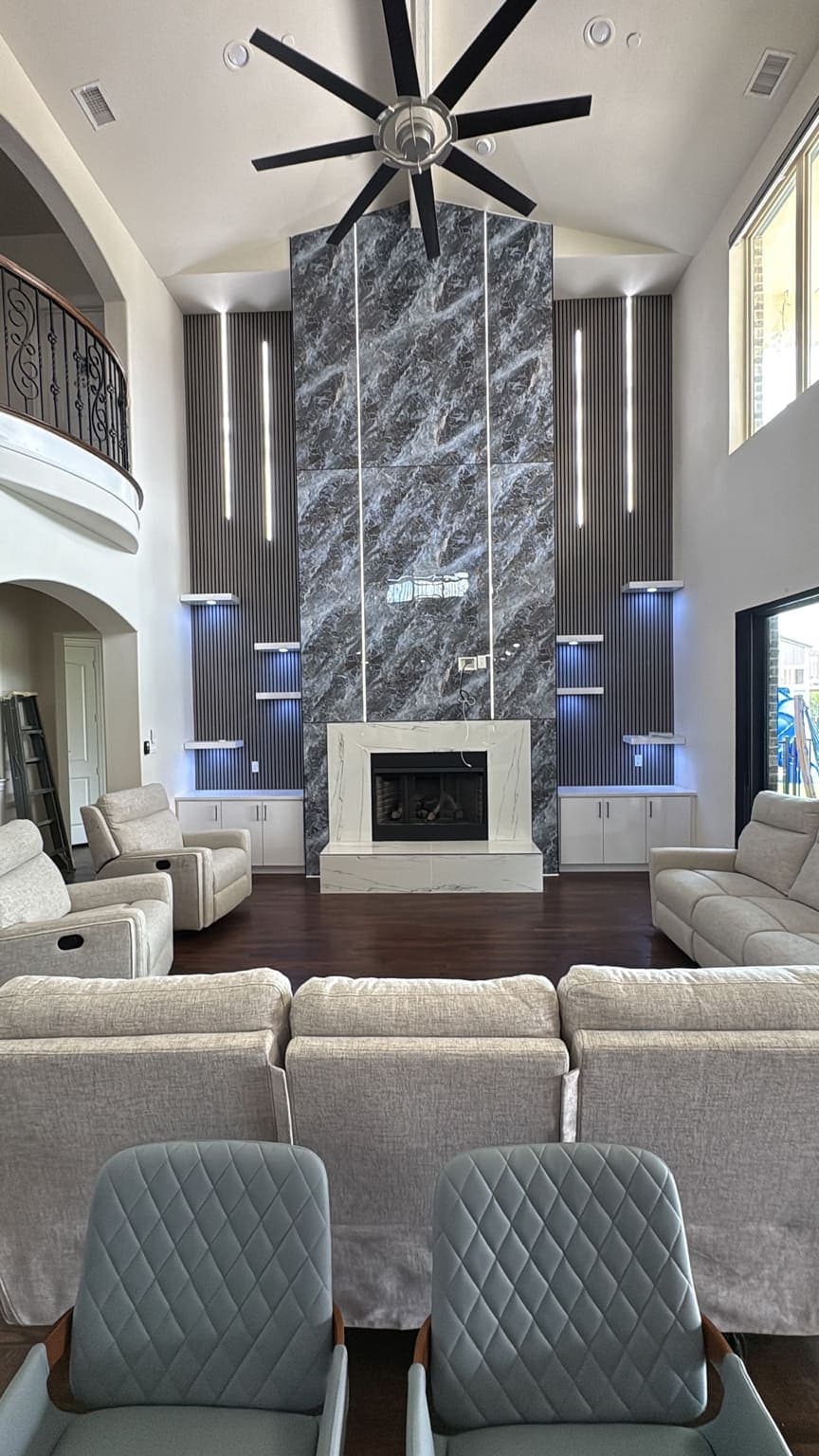 Premium Gypsum Board Finishing Work High-end gypsum board installation with premium finishing and smooth surface preparation