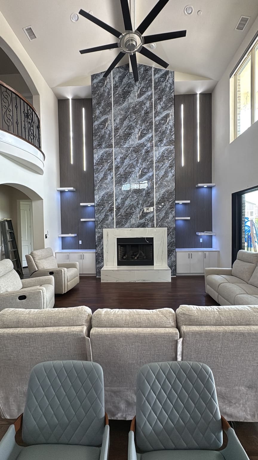 Premium Gypsum Board Finishing Work High-end gypsum board installation with premium finishing and smooth surface preparation