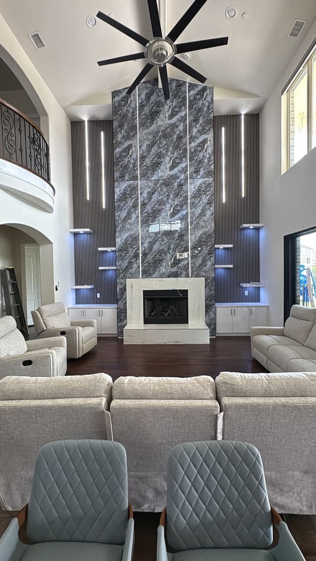 Premium Gypsum Board Finishing Work High-end gypsum board installation with premium finishing and smooth surface preparation